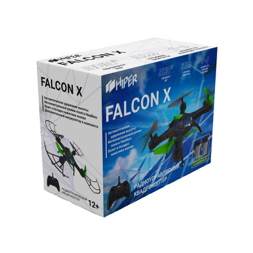 Hiper HQT-0002 Falcon X чёрный/зелёный - квадрокоптер, игрушка